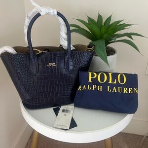 NWT Rare Polo Ralph Lauren Bellport Navy Leather Bag
